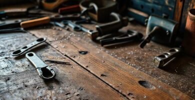 Una mesa de madera antigua invita