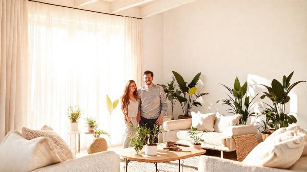 Un salón luminoso y acogedor