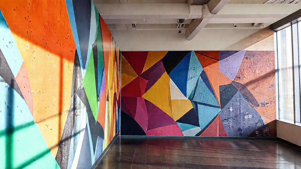 Un mural vibrante divide el espacio