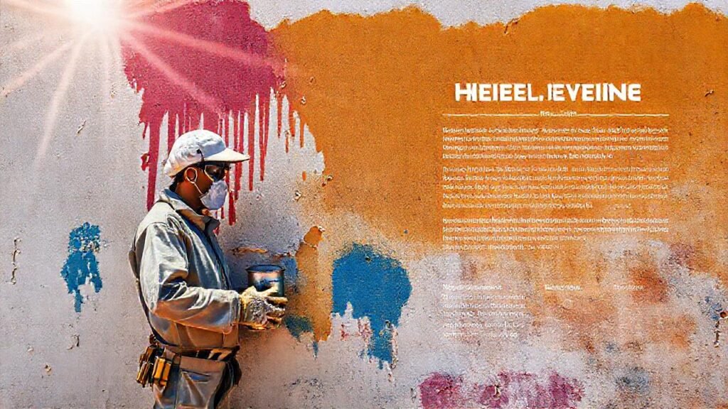 Un trabajador pinta una pared con colores vibrantes