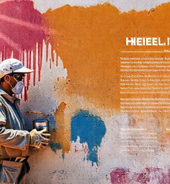 Un trabajador pinta una pared con colores vibrantes