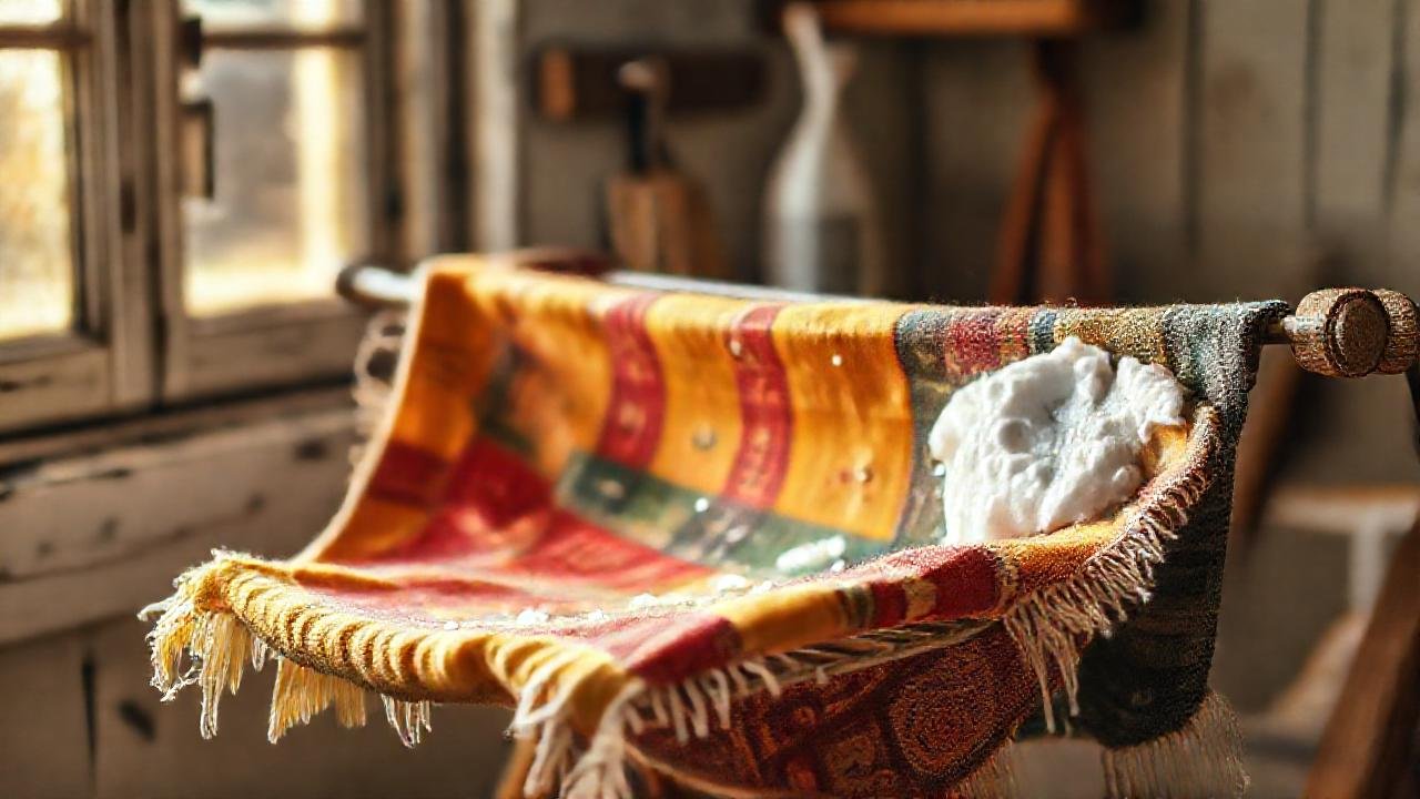 Un paño vintage se seca al sol