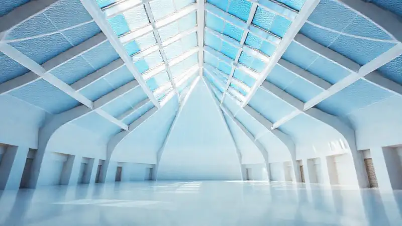 Un espacio azul y minimalista sereno