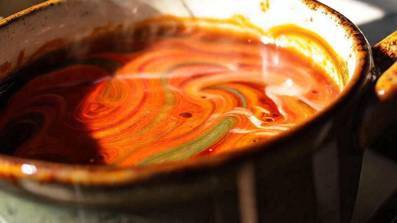 Un jarrón cerámico irradia colores vibrantes