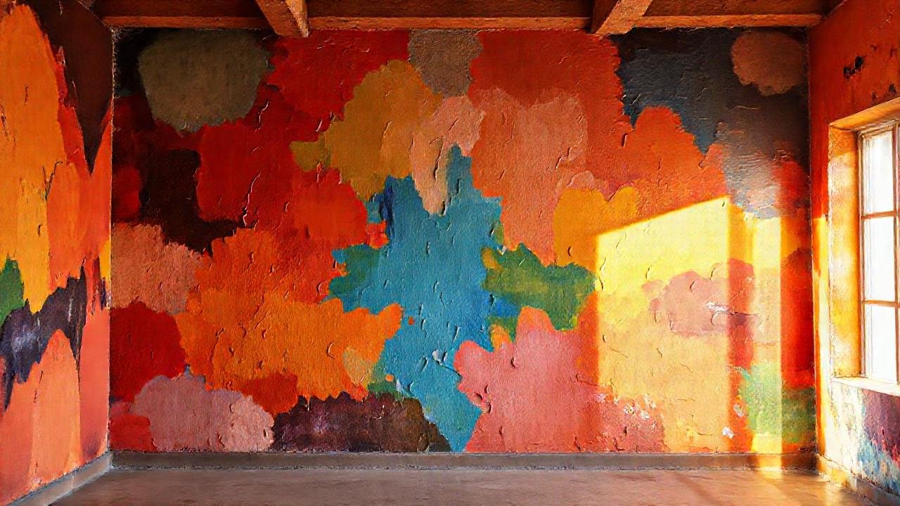 El mural crea un ambiente artístico cálido