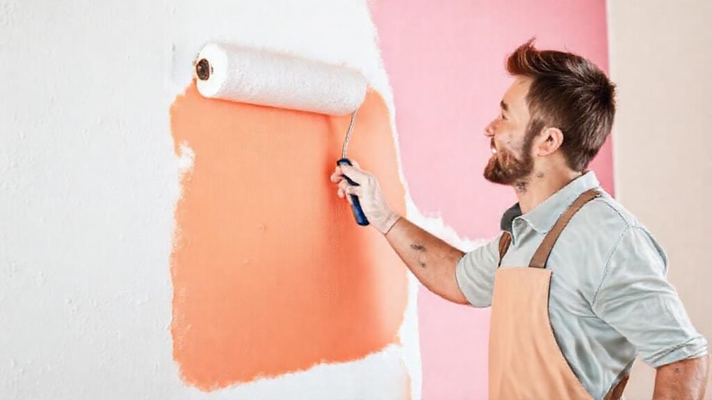 Pintura de paredes con textura brillante