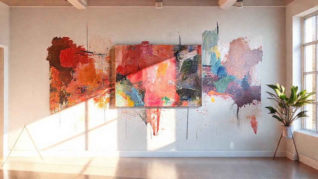 Pintura abstracta ilumina un diseño interior