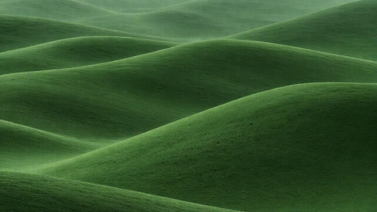 Paisaje verde tranquilo, minimalista y sereno