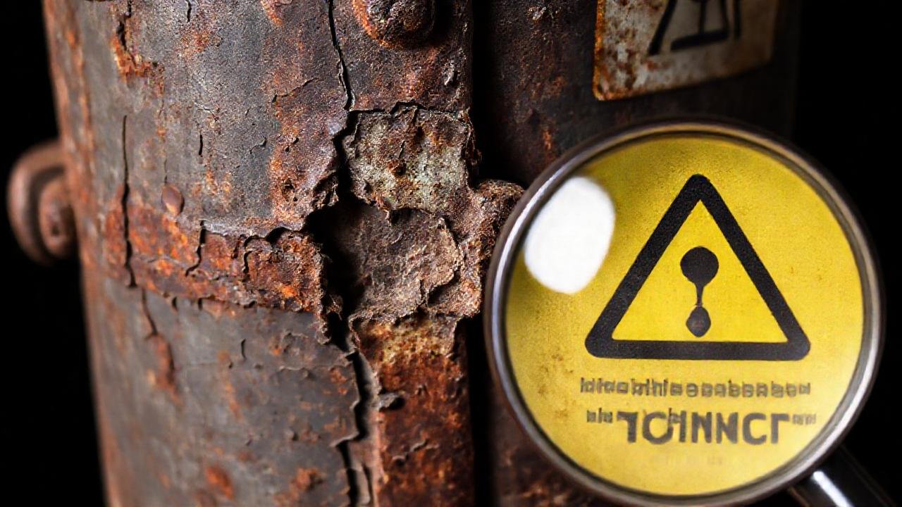 El metal oxidado muestra daños advertentes