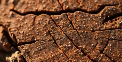 Madera texturizada brilla con luz cálida