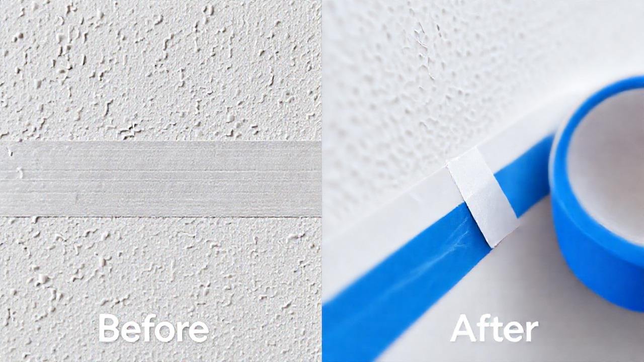 La cinta protege una pared con cuidado