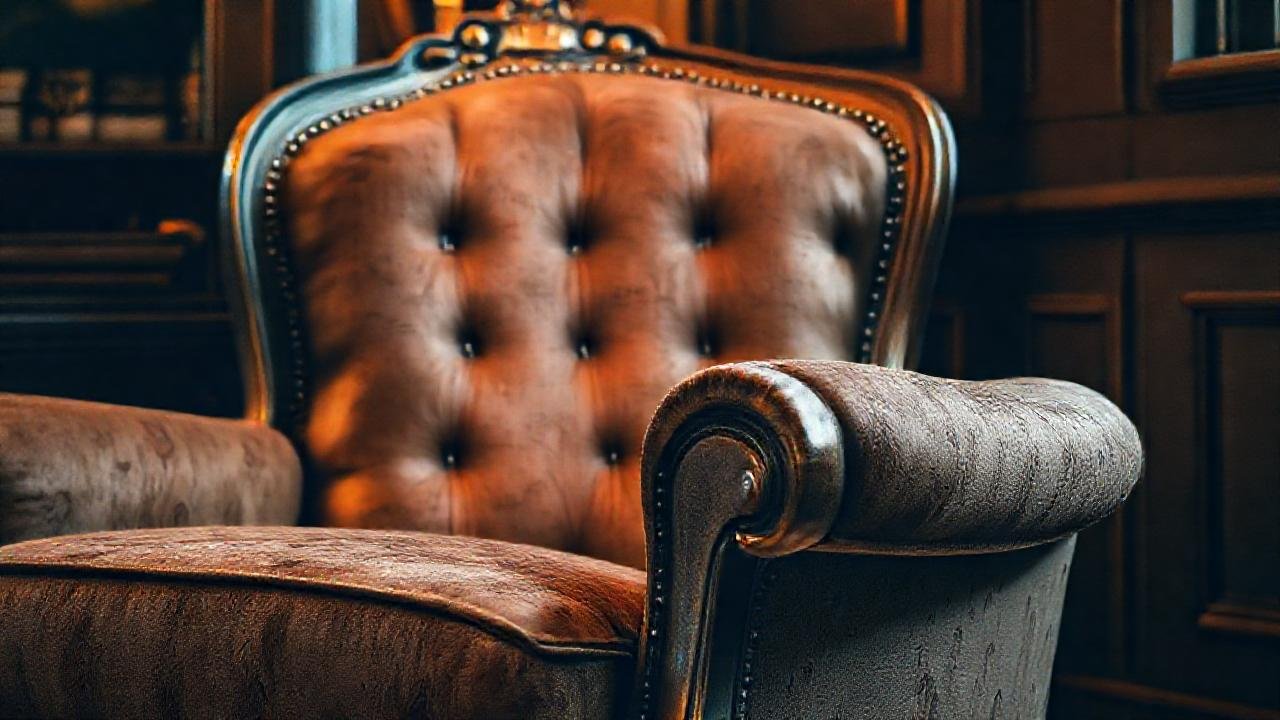 Silla vintage elegante con detalles metálicos