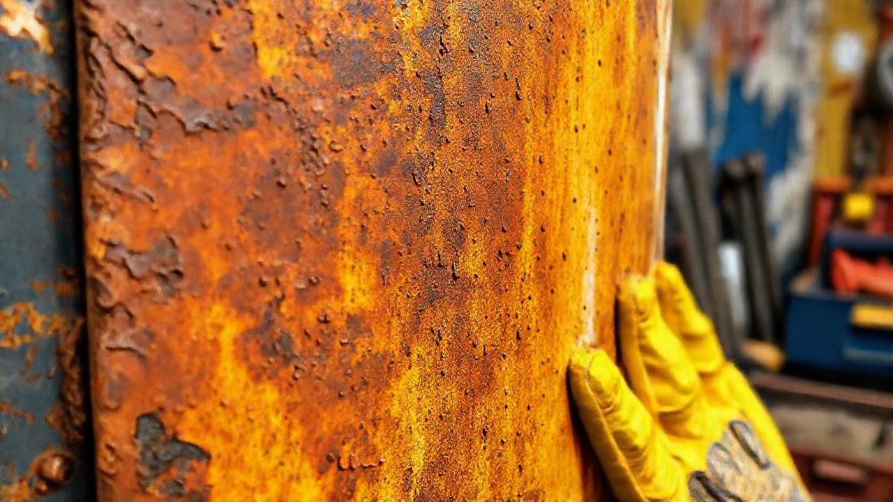 Metal oxidado y colorido, detalles técnicos