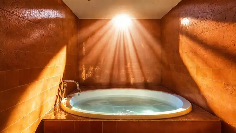 Un baño terroso y sereno irradia lujo