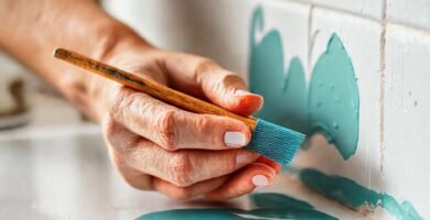 Manos pintan un rincón limpio