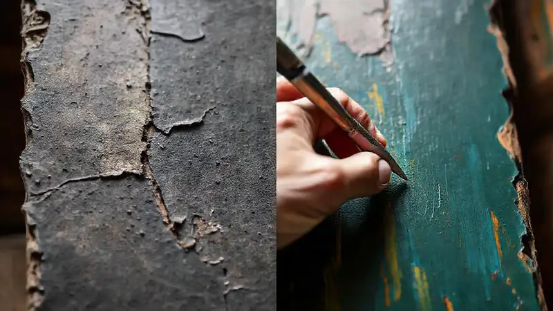 Restauración de pizarra dañada con arte