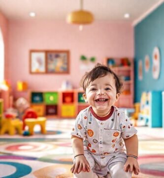 Un niño feliz en un espacio vibrante