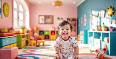 Un niño feliz en un espacio vibrante