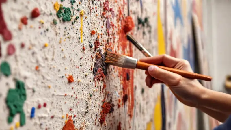 Pintura texturizada y manos creativas
