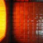 El horno industrial proyecta calor vibrante