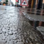 Calles lluviosas: deterioro urbano y reflejos