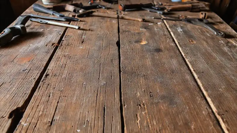 Mesa rústica envejecida