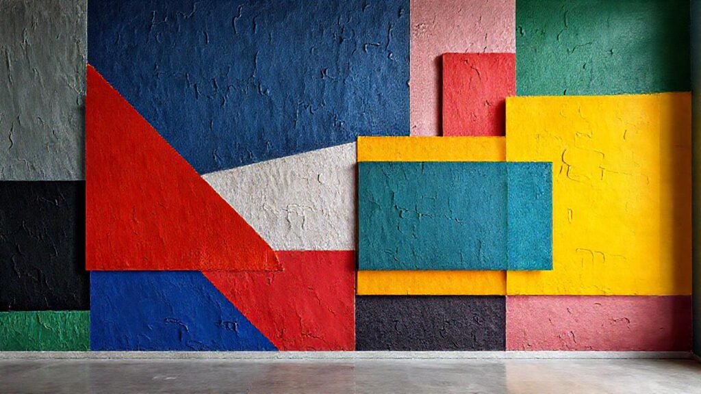 Pared vibrante con formas geométricas audaces