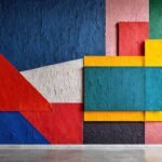 Pared vibrante con formas geométricas audaces