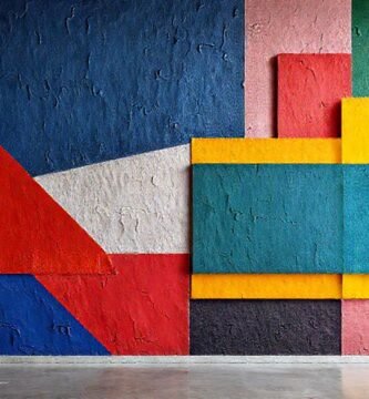 Pared vibrante con formas geométricas audaces