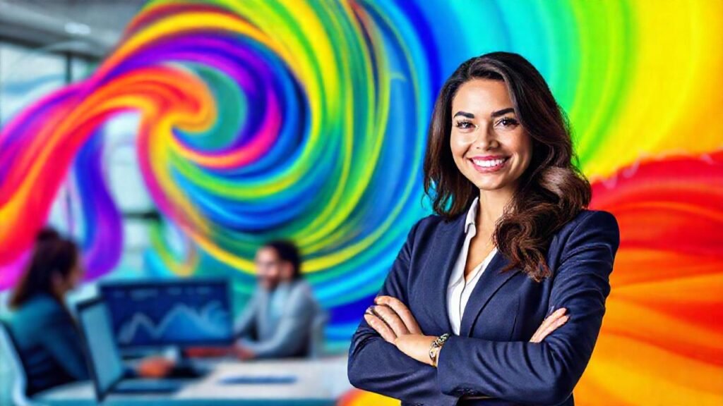 Éxito empresarial vibrante y optimista
