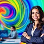 Éxito empresarial vibrante y optimista