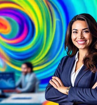 Éxito empresarial vibrante y optimista