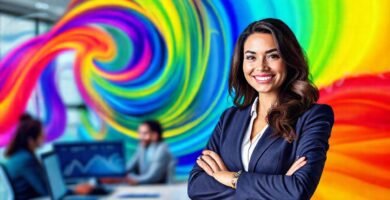 Éxito empresarial vibrante y optimista