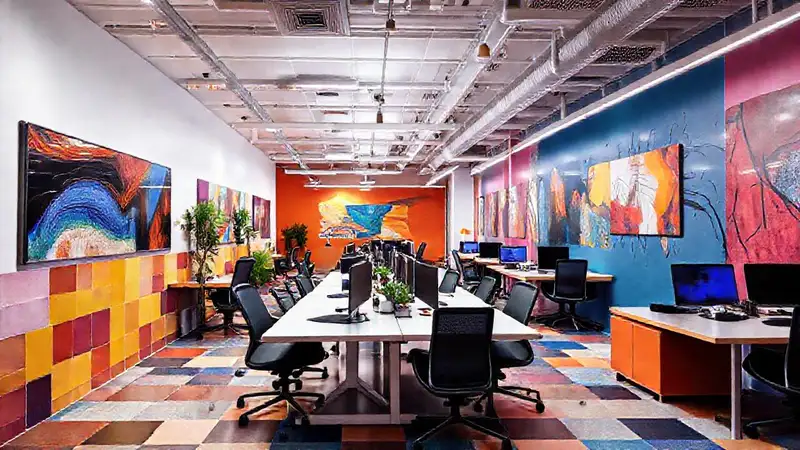 Un espacio de trabajo creativo y vibrante