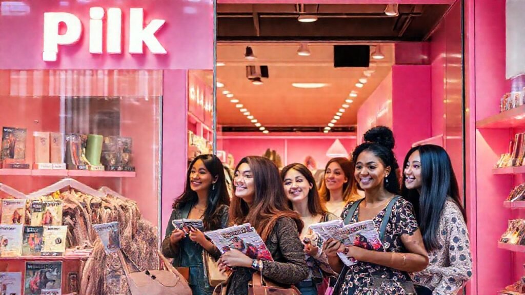 Una tienda rosa atractiva y vibrante