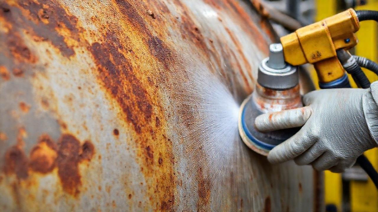 Reparación industrial de metal vibrante y detallada