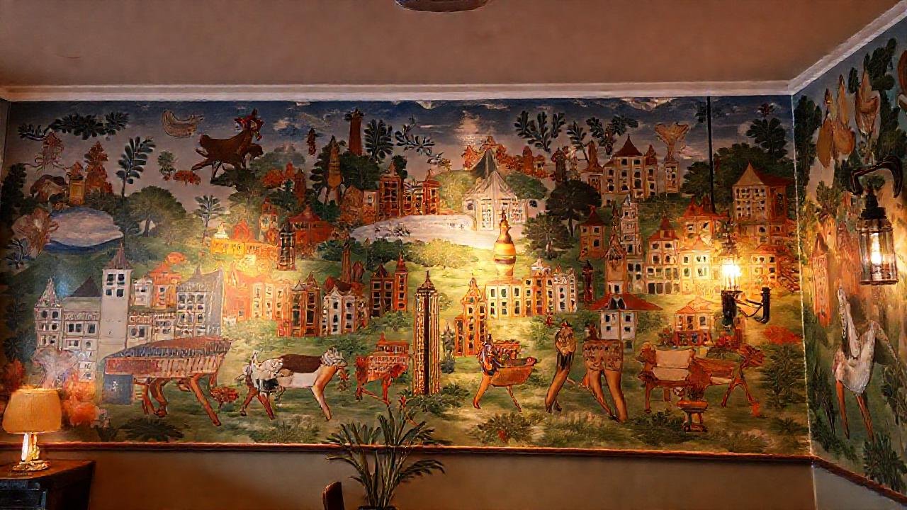 Un mural pintado a mano crea ambiente acogedor