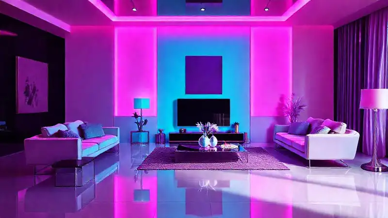 Un salón moderno vibrante y abstracto