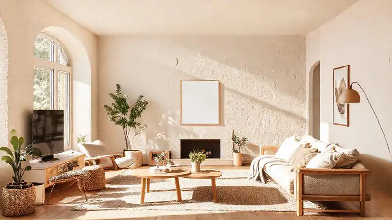 Un salón beige escandinavo