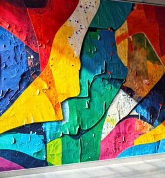 Mural colorido vibrante decora la pared