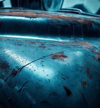 Coche oxidado en luz dramática