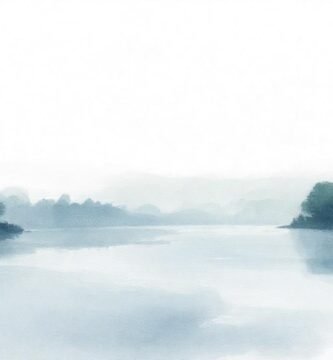 Paisaje sereno en tonos suaves y azules