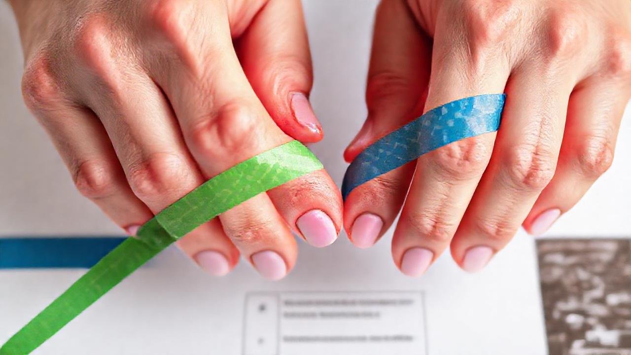 Manos crean líneas coloridas y perfectas