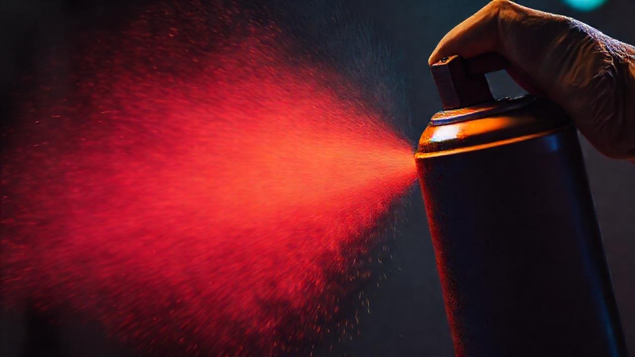 Pintor profesional crea colores vibrantes con spray