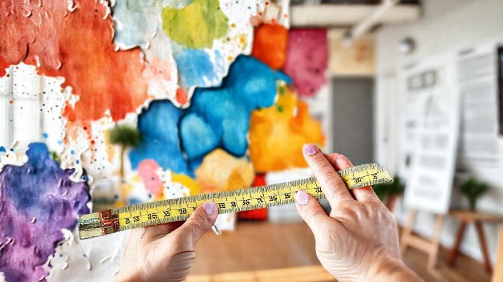 Artista crea un mural colorido feliz