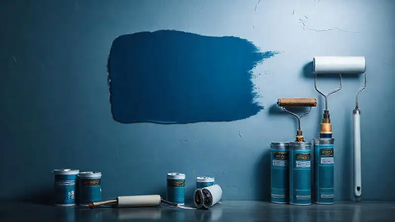Pintura azul oscura crea ambiente artístico