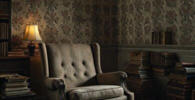 Un sillón vintage crea ambiente acogedor y nostálgico