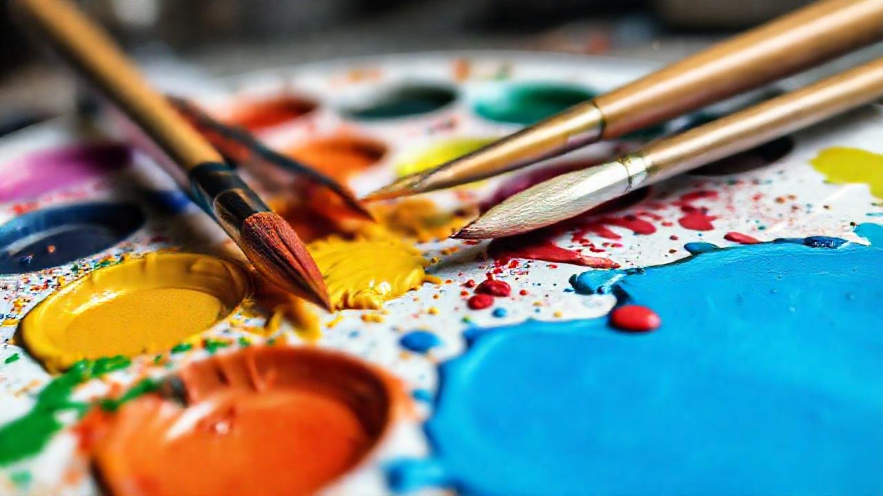 Paleta de pintor crea arte vibrante