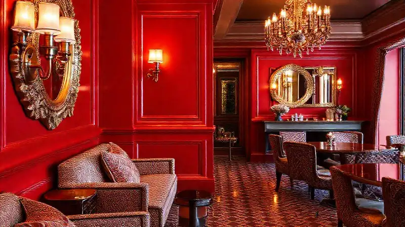 Ambiente sofisticado y lujoso en rojo