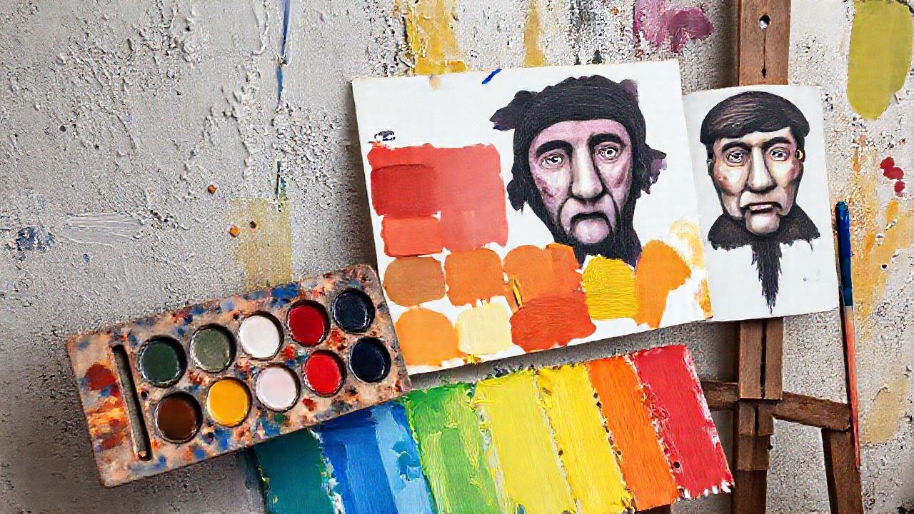 Un artista crea una obra vibrante